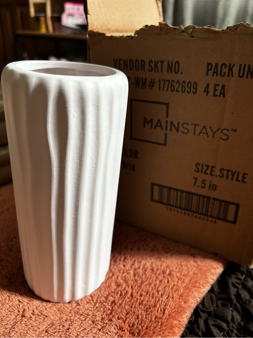 White Ceramic Ribbed Vases